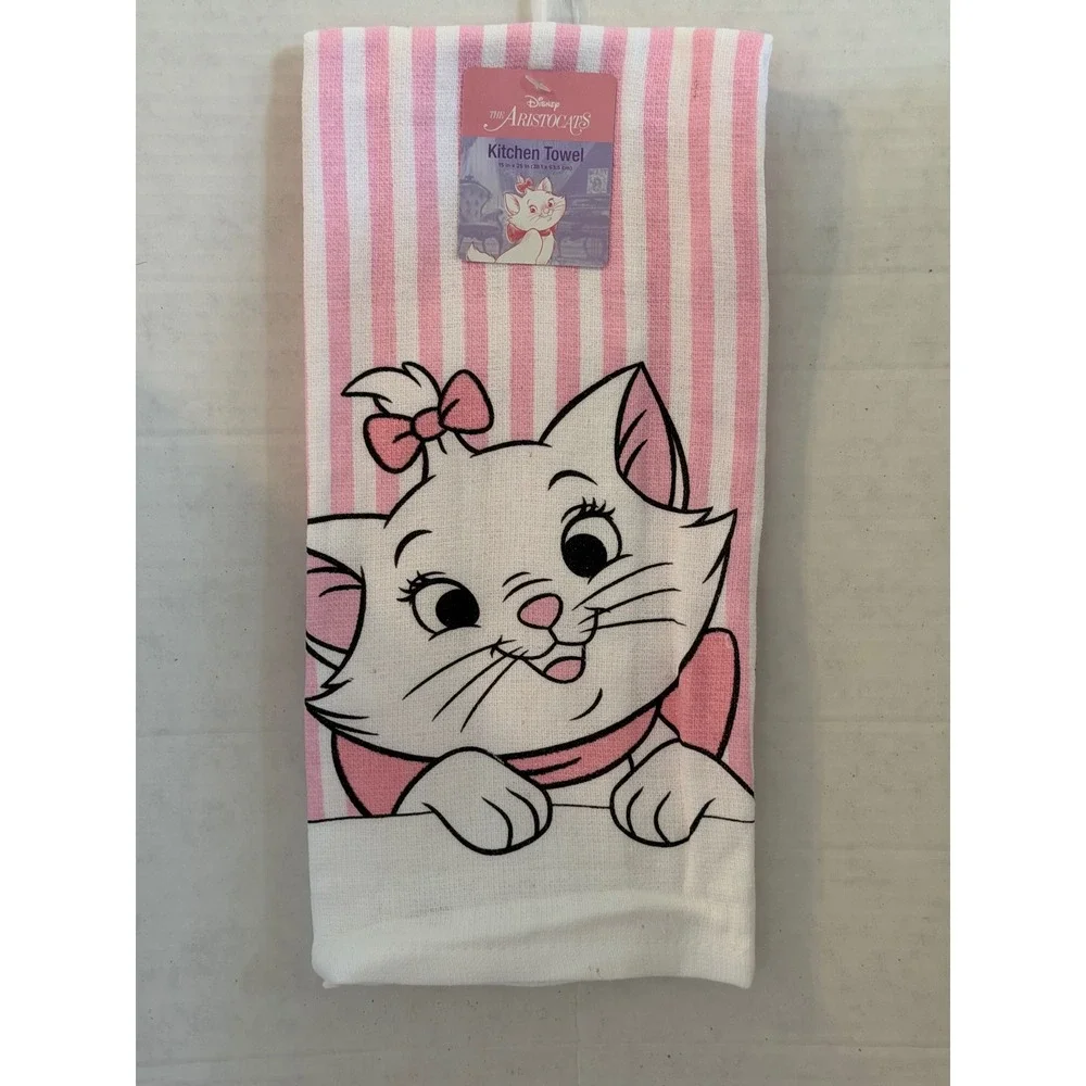 Disney The Aristocats Marie Kitchen Towel Pink White Stripe 100% Cotton NEW